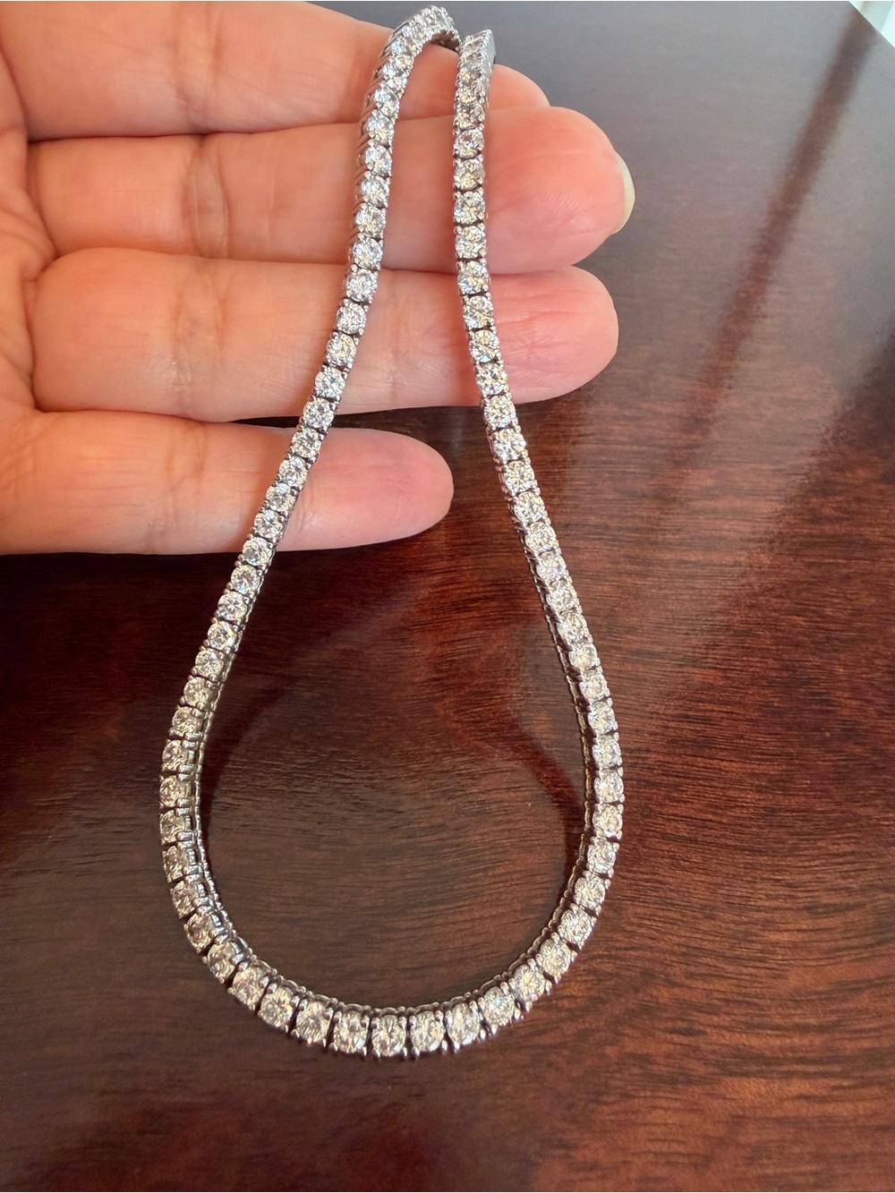 crislu sterling silver bridal 16 inch eternity style necklace